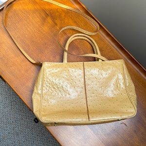 Hobo, international ostrich, tan shoulder bag, purse, medium size